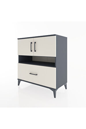 Hyperion Şifonyer 3 Raflı Tek Çekmeceli 2 Kapaklı 88x44x96 Antrasit-Aytaşı