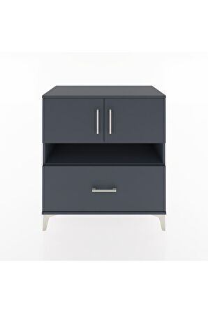 Hyperion Şifonyer 3 Raflı Tek Çekmeceli 2 Kapaklı 88x44x96 Antrasit-Antrasit