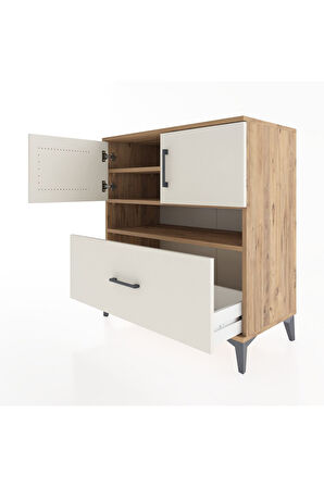 Hyperion Şifonyer 3 Raflı Tek Çekmeceli 2 Kapaklı 88x44x96 Çam-Aytaşı