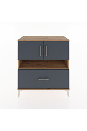 Hyperion Şifonyer 3 Raflı Tek Çekmeceli 2 Kapaklı 88x44x96 Çam-Antrasit