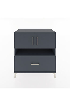 Hyperion Şifonyer 2 Raflı Tek Çekmeceli 2 Kapaklı 88x44x96 Antrasit-Antrasit