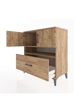 Hyperion Şifonyer 2 Raflı Tek Çekmeceli 2 Kapaklı 88x44x96 Çam-Çam