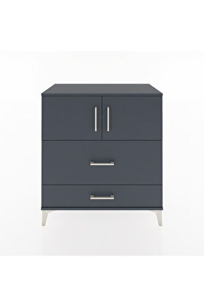 Hyperion Şifonyer 2 Raflı 2 Çekmeceli 2 Kapaklı 88x44x96 Antrasit-Antrasit