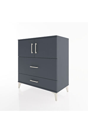 Hyperion Şifonyer 2 Raflı 2 Çekmeceli 2 Kapaklı 88x44x96 Antrasit-Antrasit