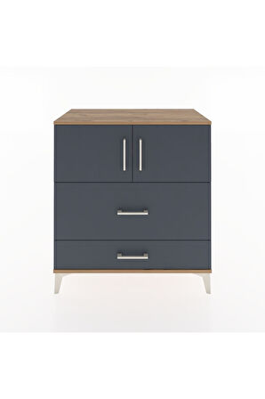 Hyperion Şifonyer 2 Raflı 2 Çekmeceli 2 Kapaklı 88x44x96 Çam-Antrasit