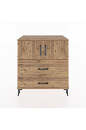 Hyperion Şifonyer 2 Raflı 2 Çekmeceli 2 Kapaklı 88x44x96 Çam-Çam