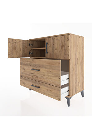 Hyperion Şifonyer 2 Raflı 2 Çekmeceli 2 Kapaklı 88x44x96 Çam-Çam