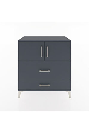 Hyperion Şifonyer Tek Raflı 2 Çekmeceli 2 Kapaklı 88x44x96 Antrasit-Antrasit