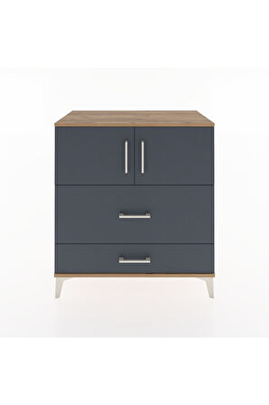 Hyperion Şifonyer Tek Raflı 2 Çekmeceli 2 Kapaklı 88x44x96 Çam-Antrasit