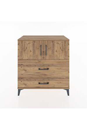 Hyperion Şifonyer Tek Raflı 2 Çekmeceli 2 Kapaklı 88x44x96 Çam-Çam