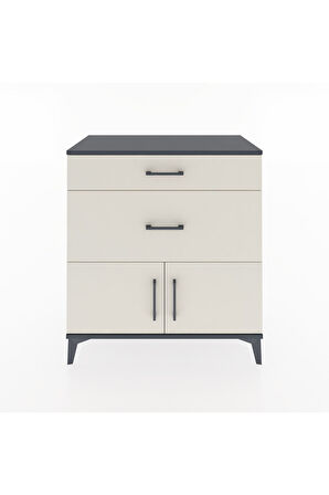 Hyperion Şifonyer Tek Raflı 2 Çekmeceli 2 Kapaklı 88x44x96 Antrasit-Aytaşı