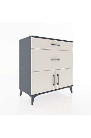 Hyperion Şifonyer Tek Raflı 2 Çekmeceli 2 Kapaklı 88x44x96 Antrasit-Aytaşı