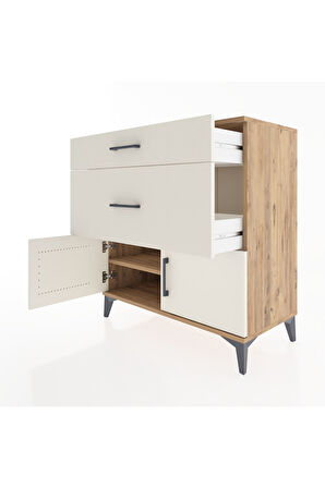 Hyperion Şifonyer Tek Raflı 2 Çekmeceli 2 Kapaklı 88x44x96 Çam-Aytaşı