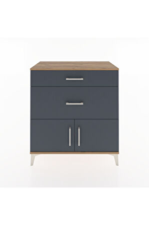 Hyperion Şifonyer Tek Raflı 2 Çekmeceli 2 Kapaklı 88x44x96 Çam-Antrasit