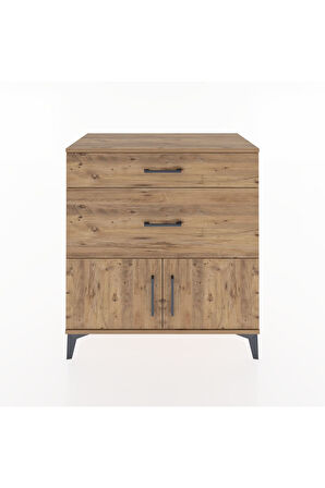 Hyperion Şifonyer Tek Raflı 2 Çekmeceli 2 Kapaklı 88x44x96 Çam-Çam