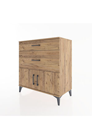 Hyperion Şifonyer Tek Raflı 2 Çekmeceli 2 Kapaklı 88x44x96 Çam-Çam