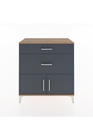 Hyperion Şifonyer 2 Çekmeceli 2 Kapaklı 88x44x96 Çam-Antrasit