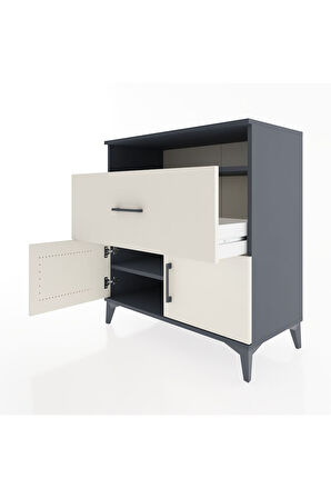 Hyperion Şifonyer 2 Raflı Tek Çekmeceli 2 Kapaklı 88x44x96 Antrasit-Aytaşı