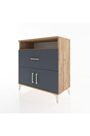 Hyperion Şifonyer 2 Raflı Tek Çekmeceli 2 Kapaklı 88x44x96 Çam-Antrasit