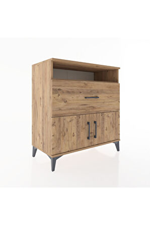 Hyperion Şifonyer Tek Raflı Tek Çekmeceli 2 Kapaklı 88x44x96 Çam-Çam