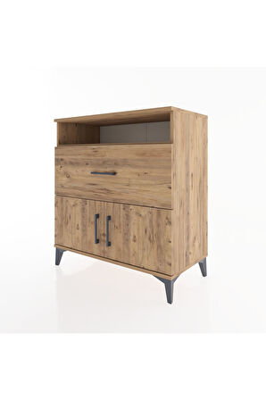 Hyperion Şifonyer Tek Raflı Tek Çekmeceli 2 Kapaklı 88x44x96 Çam-Çam