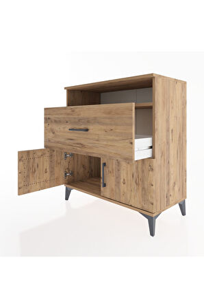 Hyperion Şifonyer Tek Raflı Tek Çekmeceli 2 Kapaklı 88x44x96 Çam-Çam