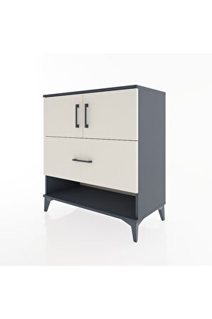 Hyperion Şifonyer 2 Raflı Tek Çekmeceli 2 Kapaklı 88x44x96 Antrasit-Aytaşı