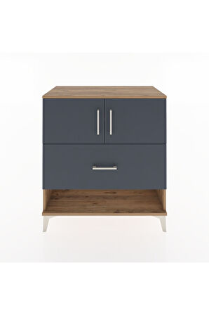 Hyperion Şifonyer 2 Raflı Tek Çekmeceli 2 Kapaklı 88x44x96 Çam-Antrasit