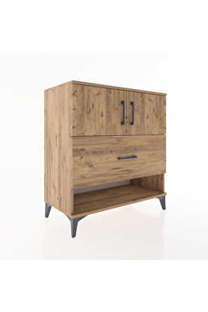 Hyperion Şifonyer 2 Raflı Tek Çekmeceli 2 Kapaklı 88x44x96 Çam-Çam