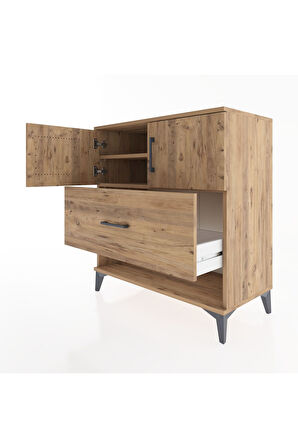 Hyperion Şifonyer 2 Raflı Tek Çekmeceli 2 Kapaklı 88x44x96 Çam-Çam