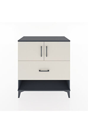 Hyperion Şifonyer Tek Raflı Tek Çekmeceli 2 Kapaklı 88x44x96 Antrasit-Aytaşı