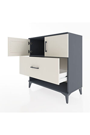 Hyperion Şifonyer Tek Raflı Tek Çekmeceli 2 Kapaklı 88x44x96 Antrasit-Aytaşı