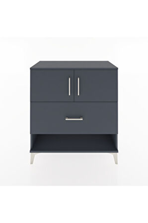 Hyperion Şifonyer Tek Raflı Tek Çekmeceli 2 Kapaklı 88x44x96 Antrasit-Antrasit