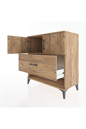 Hyperion Şifonyer Tek Raflı Tek Çekmeceli 2 Kapaklı 88x44x96 Çam-Çam