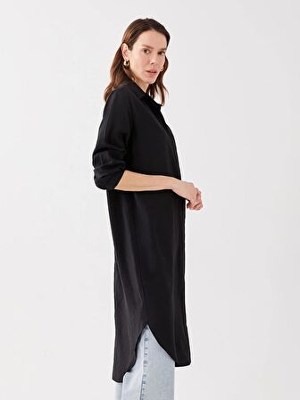 Düz Uzun Kollu Oversize Kadın Gömlek Tunik