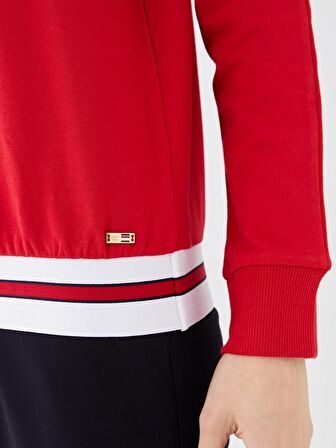 Bisiklet Yaka Düz Uzun Kollu Kadın Sweatshirt