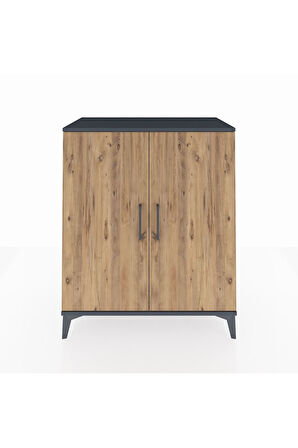 Hyperion Şifonyer 2 Raflı 2 Kapaklı 88x44x106 Antrasit-Çam