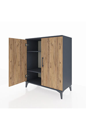 Hyperion Şifonyer 2 Raflı 2 Kapaklı 88x44x106 Antrasit-Çam