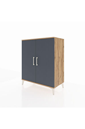 Hyperion Şifonyer 2 Raflı 2 Kapaklı 88x44x106 Çam-Antrasit