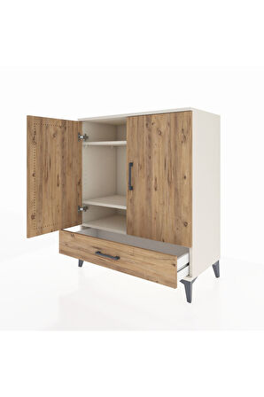 Hyperion Şifonyer 3 Raflı Tek Çekmeceli 2 Kapaklı 88x44x106 Aytaşı-Çam