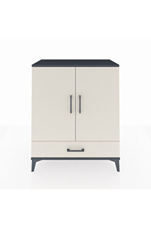 Hyperion Şifonyer 3 Raflı Tek Çekmeceli 2 Kapaklı 88x44x106 Antrasit-Aytaşı