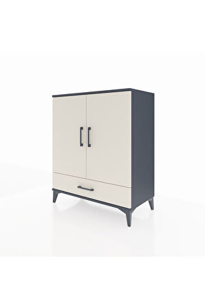 Hyperion Şifonyer 3 Raflı Tek Çekmeceli 2 Kapaklı 88x44x106 Antrasit-Aytaşı