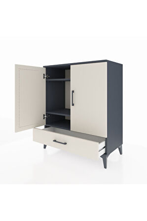 Hyperion Şifonyer 3 Raflı Tek Çekmeceli 2 Kapaklı 88x44x106 Antrasit-Aytaşı