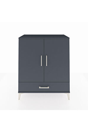 Hyperion Şifonyer 3 Raflı Tek Çekmeceli 2 Kapaklı 88x44x106 Antrasit-Antrasit