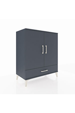 Hyperion Şifonyer 3 Raflı Tek Çekmeceli 2 Kapaklı 88x44x106 Antrasit-Antrasit