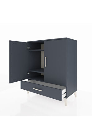 Hyperion Şifonyer 3 Raflı Tek Çekmeceli 2 Kapaklı 88x44x106 Antrasit-Antrasit