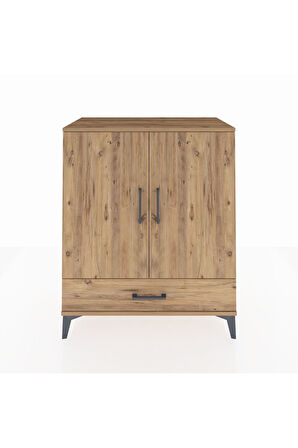 Hyperion Şifonyer 3 Raflı Tek Çekmeceli 2 Kapaklı 88x44x106 Çam-Çam