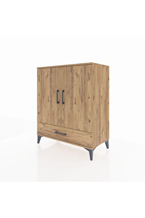 Hyperion Şifonyer 3 Raflı Tek Çekmeceli 2 Kapaklı 88x44x106 Çam-Çam