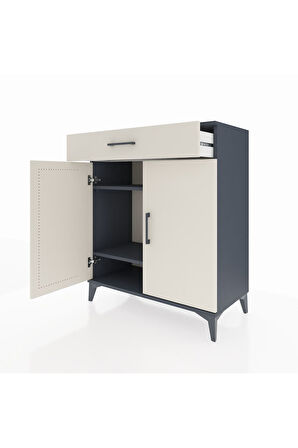 Hyperion Şifonyer 2 Raflı Tek Çekmeceli 2 Kapaklı 88x44x106 Antrasit-Aytaşı