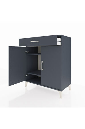 Hyperion Şifonyer 2 Raflı Tek Çekmeceli 2 Kapaklı 88x44x106 Antrasit-Antrasit